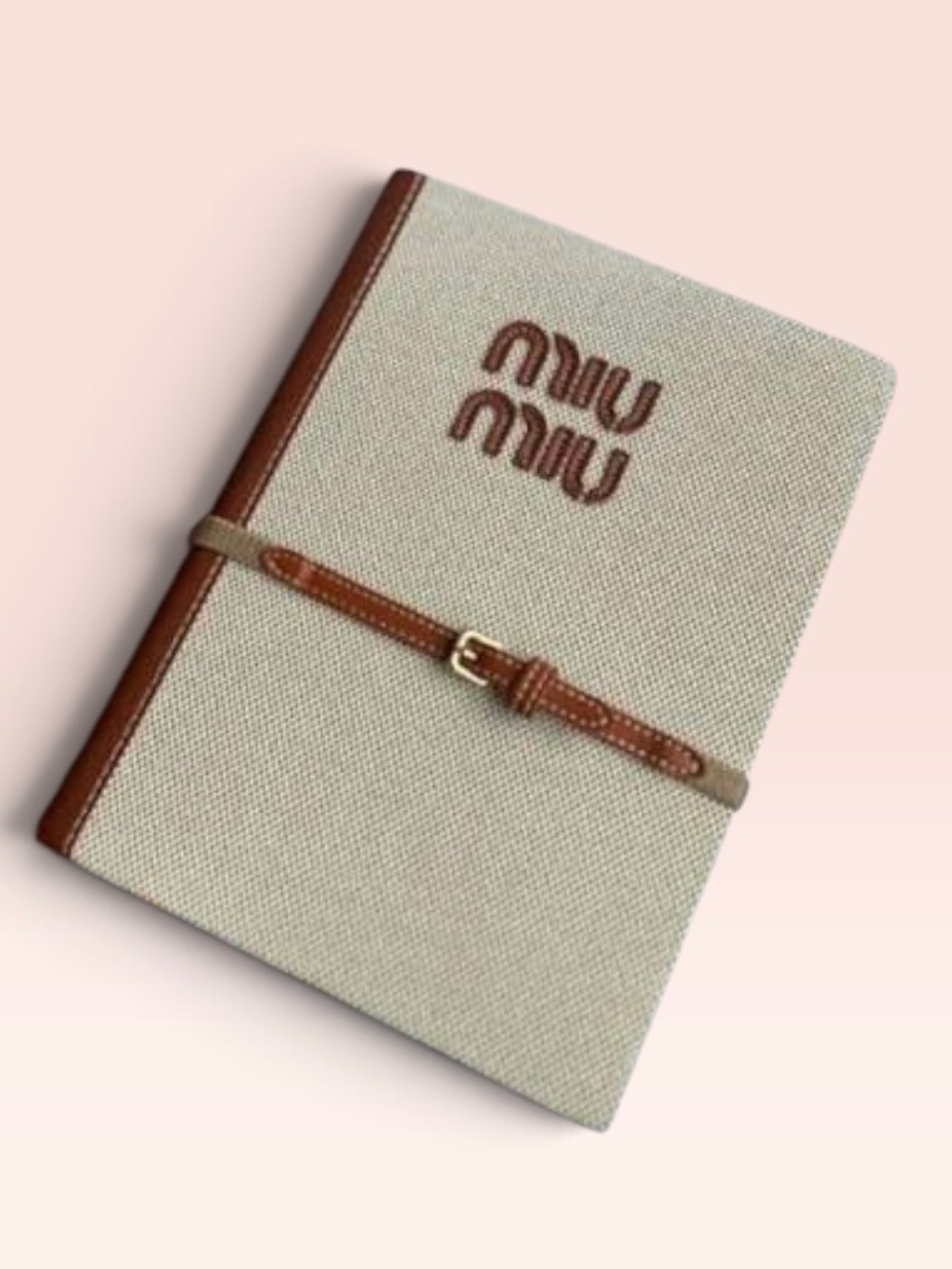 Miu Miu Beige & Brown Canvas Travel Notebook